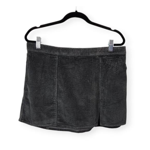 aerie Dresses & Skirts - Aerie Corduroy Micro Mini Skirt Front Slit Elastic Waist Dark Grey Medium New